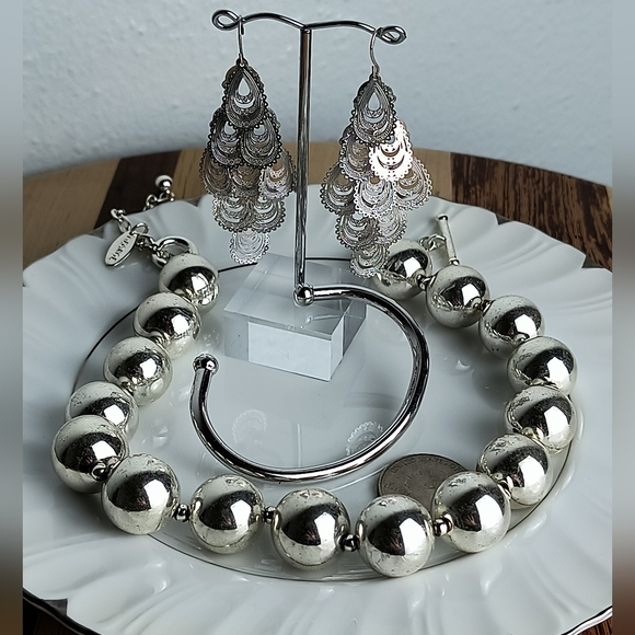 Jewelry Dish Bundle Of 4 Silver Tone Statement - Picture 2 of 4